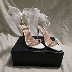 Sweet Glam Bow Detail Rhinestone Strap Stiletto Heels